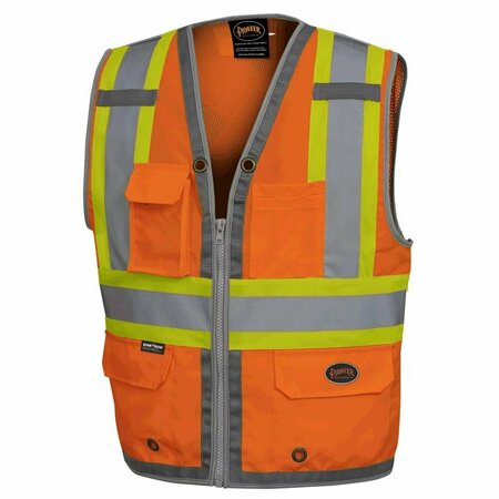 PIONEER Surveyor Mesh Back Vest, Orange, Large V1010250U-L